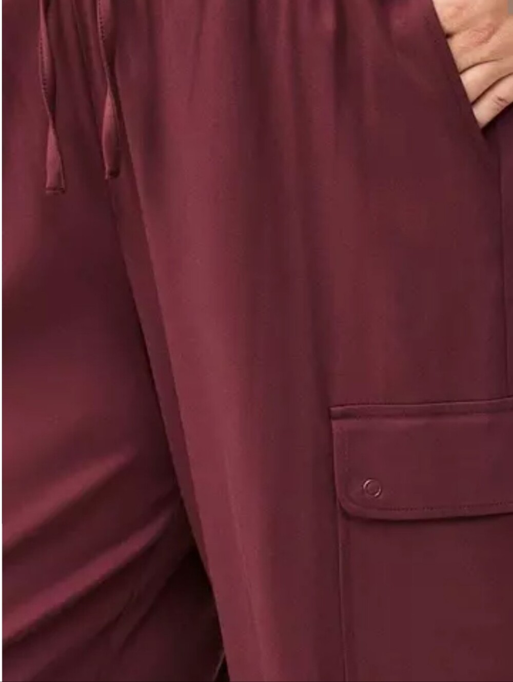 Torrid Burgundy Challis Wide Leg Cargo Pants Size 1 Short - Picture 3 of 9